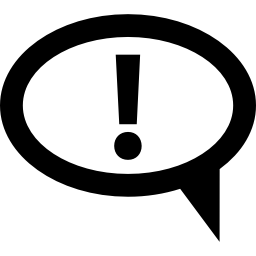Exclamation sign in oval speech bubble